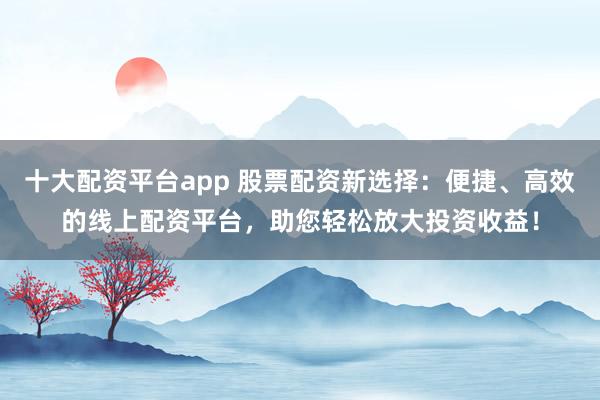 十大配资平台app 股票配资新选择：便捷、高效的线上配资平台，助您轻松放大投资收益！