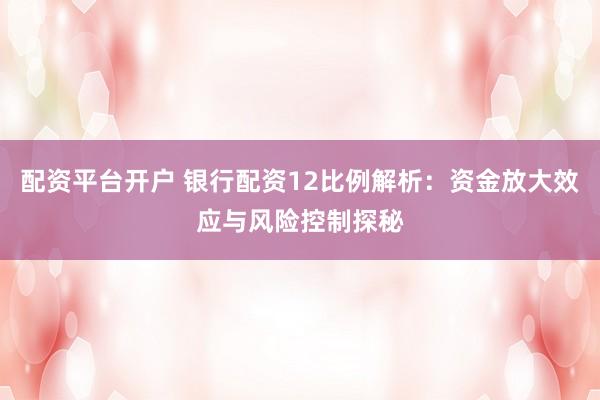 配资平台开户 银行配资12比例解析：资金放大效应与风险控制探秘