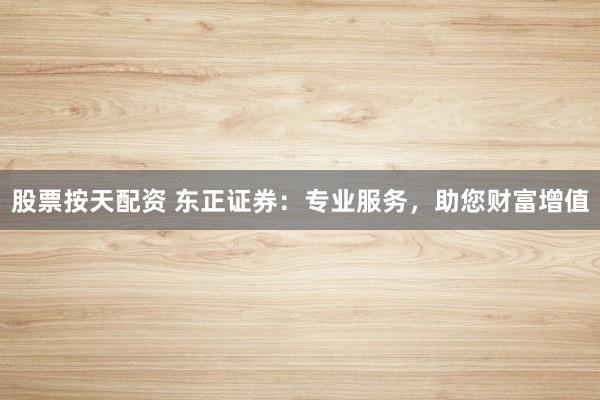 股票按天配资 东正证券：专业服务，助您财富增值