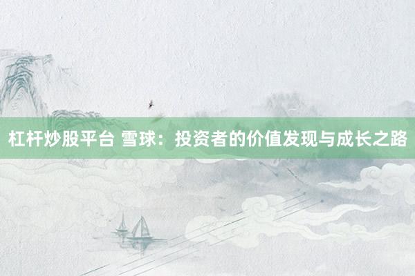杠杆炒股平台 雪球：投资者的价值发现与成长之路