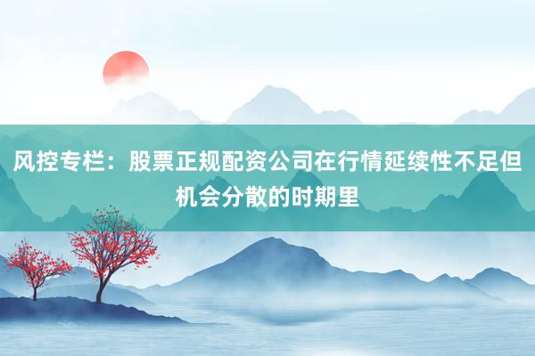 风控专栏：股票正规配资公司在行情延续性不足但机会分散的时期里
