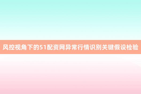 风控视角下的51配资网异常行情识别关键假设检验