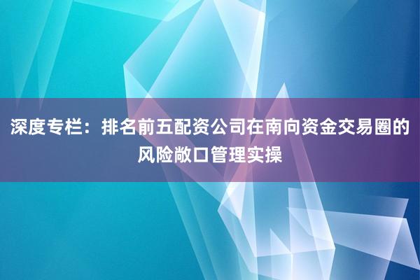 深度专栏：排名前五配资公司在南向资金交易圈的风险敞口管理实操
