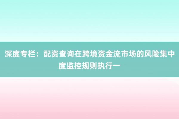 深度专栏：配资查询在跨境资金流市场的风险集中度监控规则执行一