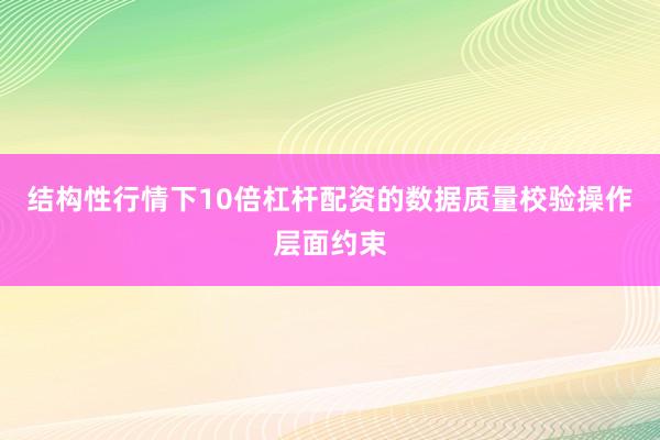 结构性行情下10倍杠杆配资的数据质量校验操作层面约束