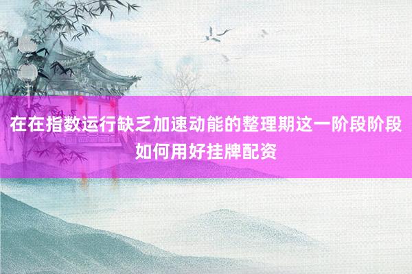 在在指数运行缺乏加速动能的整理期这一阶段阶段如何用好挂牌配资