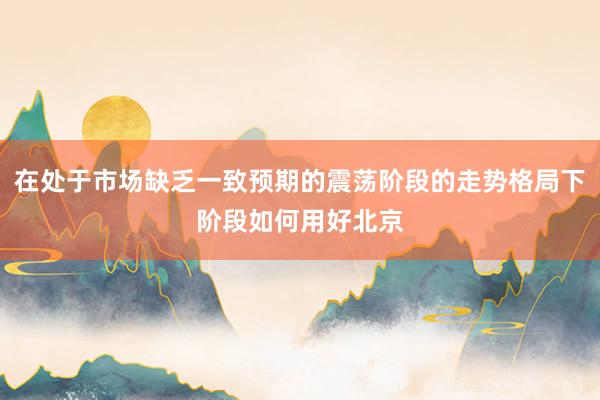 在处于市场缺乏一致预期的震荡阶段的走势格局下阶段如何用好北京
