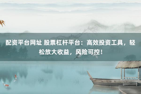 配资平台网址 股票杠杆平台：高效投资工具，轻松放大收益，风险可控！