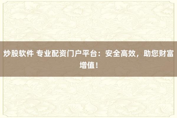 炒股软件 专业配资门户平台：安全高效，助您财富增值！