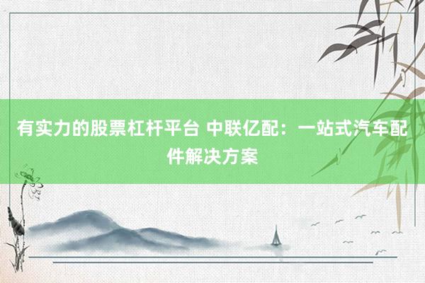 有实力的股票杠杆平台 中联亿配：一站式汽车配件解决方案